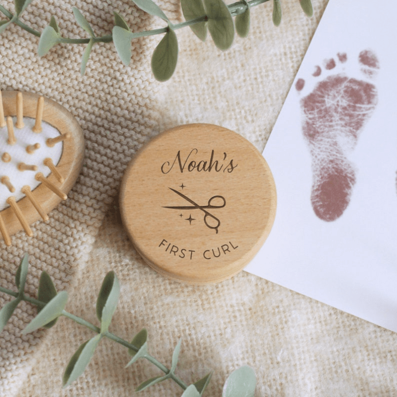 Child's First Tooth and Curl Keepsake Box Engraved Wooden Memory Gift