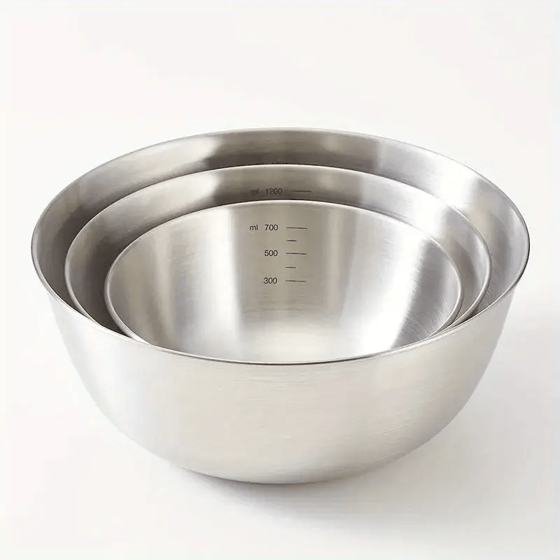 3-Piece Stainless Steel Mixing Bowls Set for Salads Noodles Soups and Food Storage