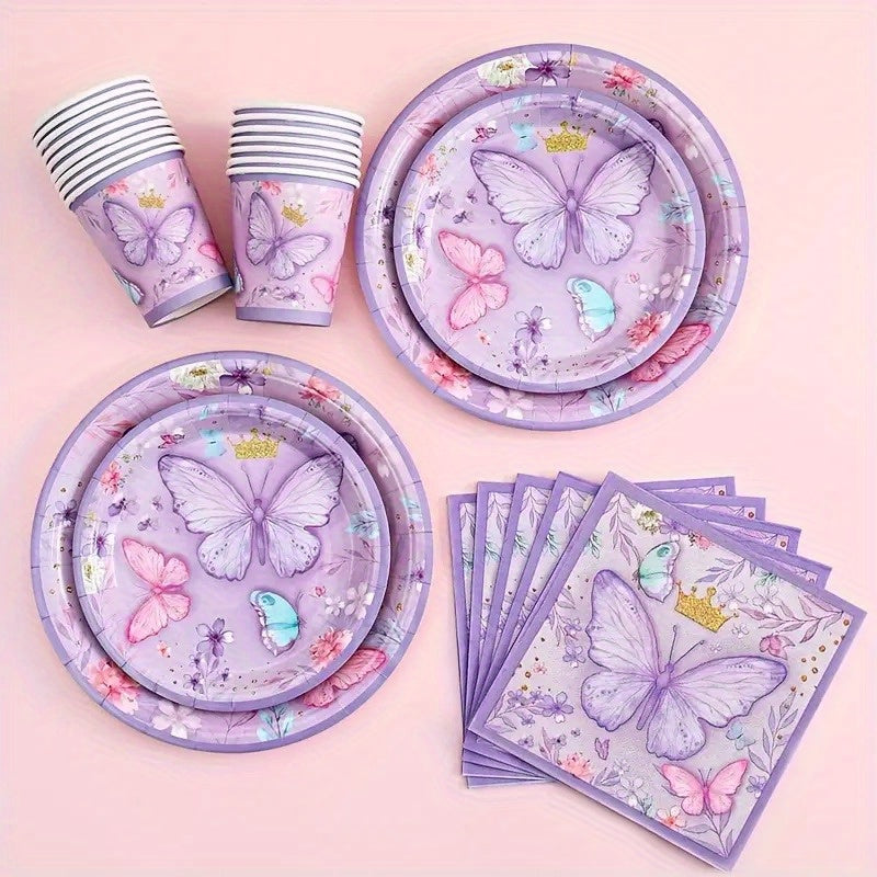 40-Piece Butterfly Disposable Tableware Set for Parties and Gatherings