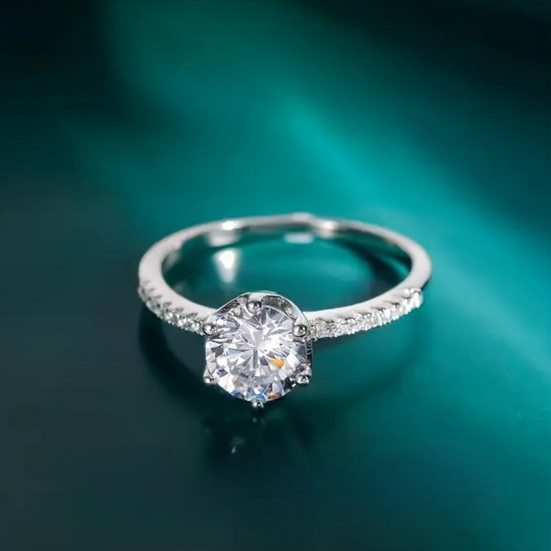 Anillo de compromiso personalizado con moissanita de 3/5CT de plata de ley, con nombre personalizado y letras de amor, corte cuadrado o redondo