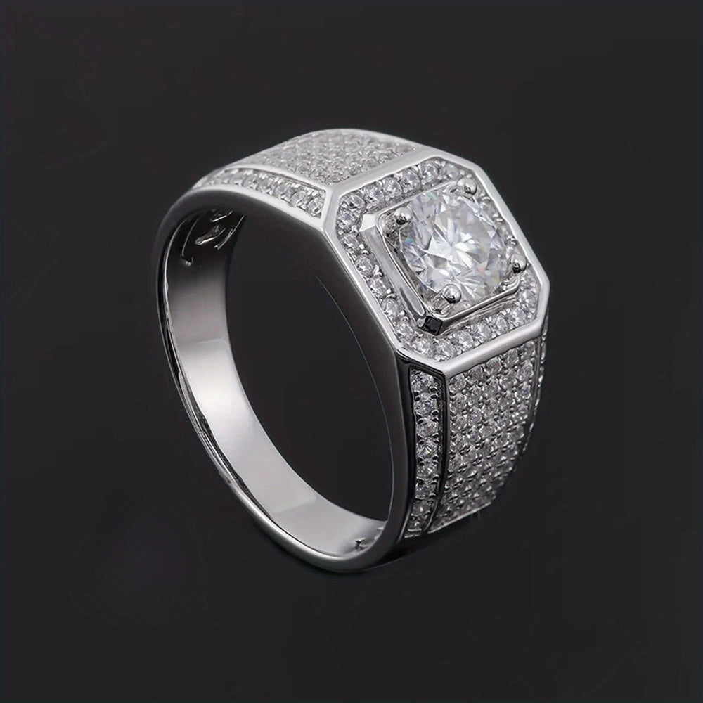 Anillo de compromiso personalizado con moissanita de 3/5CT de plata de ley, con nombre personalizado y letras de amor, corte cuadrado o redondo