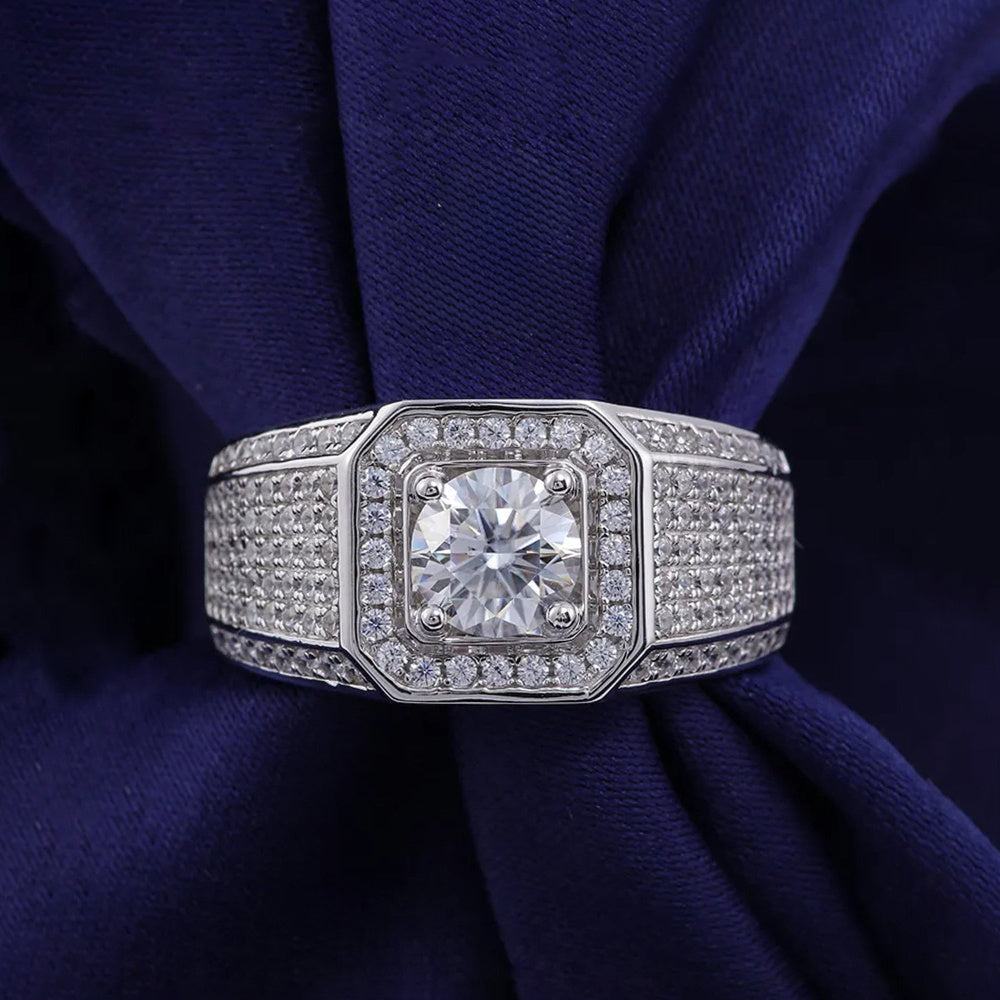 Anillo de compromiso personalizado con moissanita de 3/5CT de plata de ley, con nombre personalizado y letras de amor, corte cuadrado o redondo