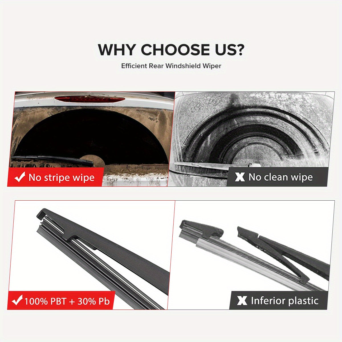Rear Wiper Blade 35.5cm Natural Rubber Universal Bayonet for Hatchback