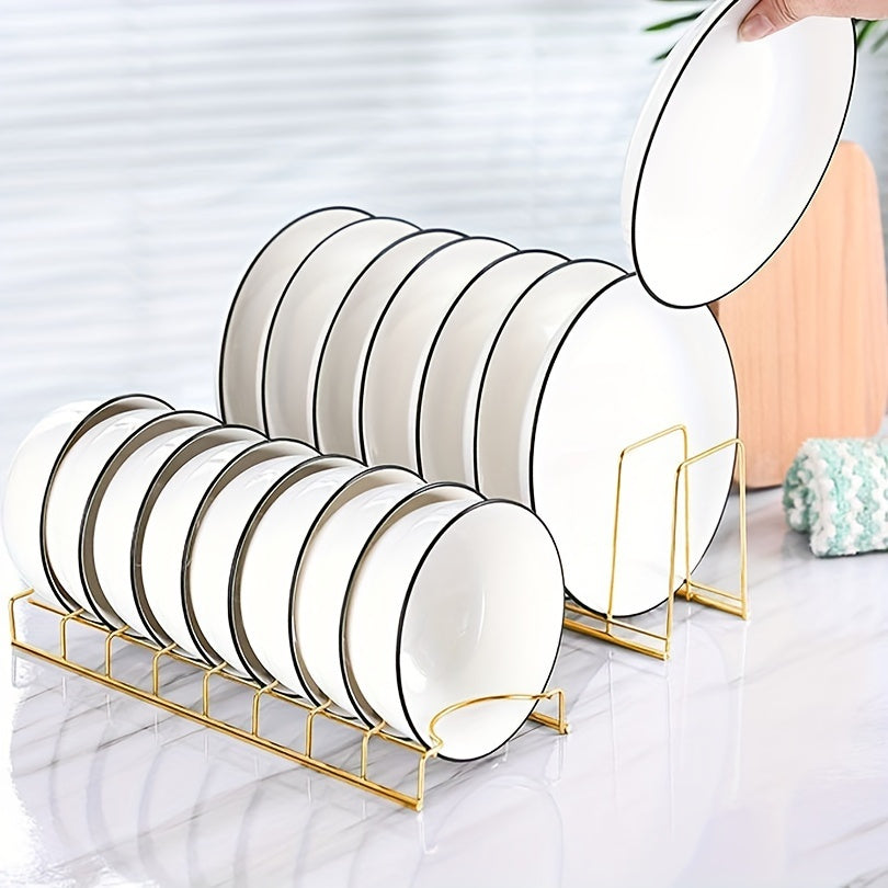 Estante para platos de acero inoxidable para platos y tazones, organizador de encimera y armario