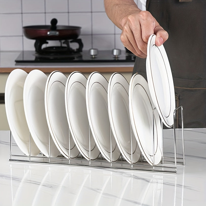 Estante para platos de acero inoxidable para platos y tazones, organizador de encimera y armario