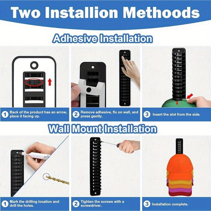 Plastic Wall-Mounted Cap Organizer for Baseball Hats Storage Rack