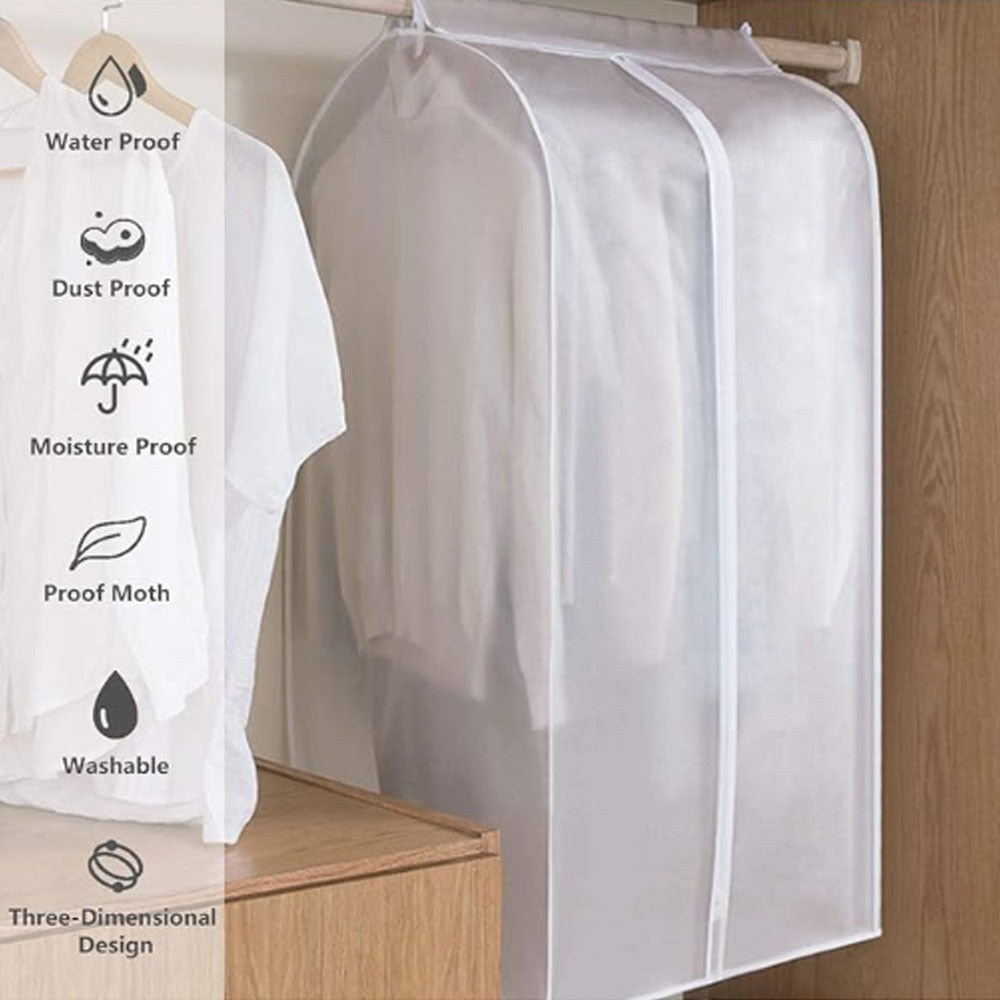 Spacious Garment Bag with Zipper and Magic Tape for Suits Coats Dust-Proof Organizer