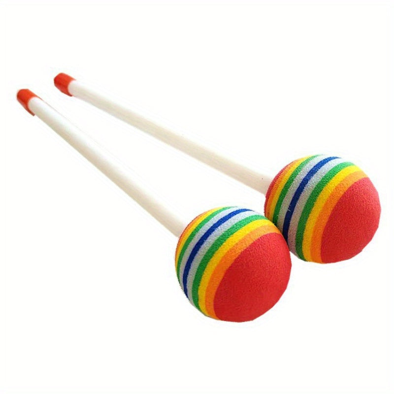 Rainbow Ball Drum Mallets for Music Enthusiasts White Red Green Set of 2