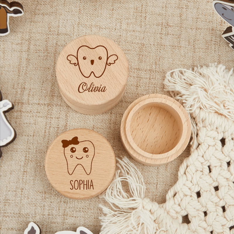 Personalized Wooden Tooth Fairy Box for Kids with Custom Name Rustic Keepsake Container