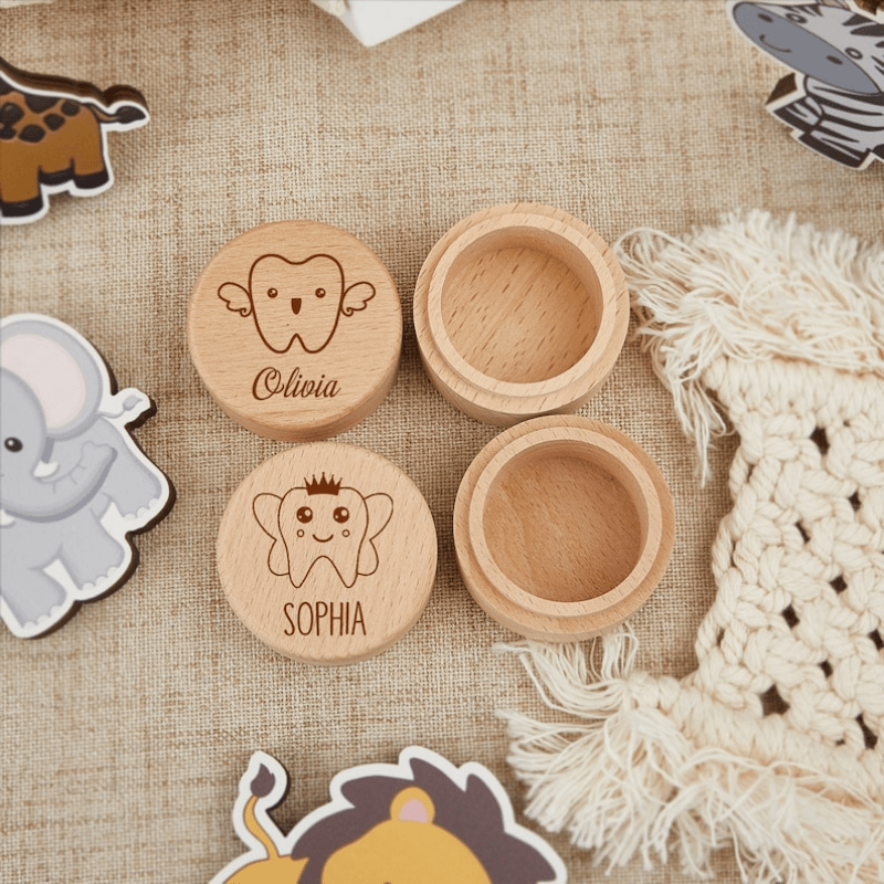 Personalized Wooden Tooth Fairy Box for Kids with Custom Name Rustic Keepsake Container