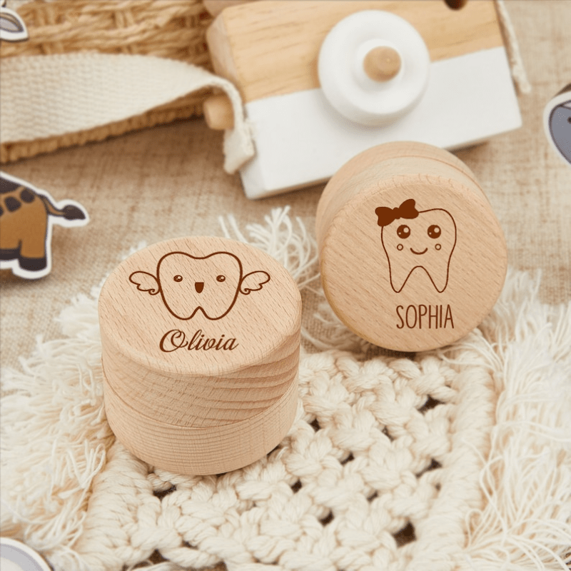 Индивидуальная деревянная шкатулка для зубной феи для детей с именем на заказ, рустикальный контейнер для хранения