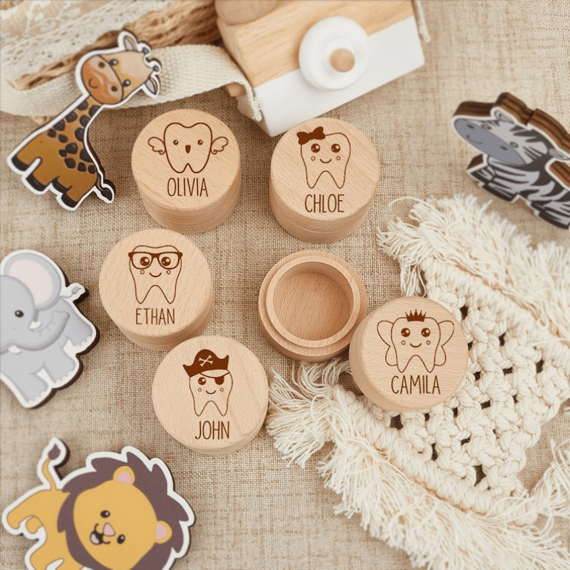 Personalized Wooden Tooth Fairy Box for Kids with Custom Name Rustic Keepsake Container