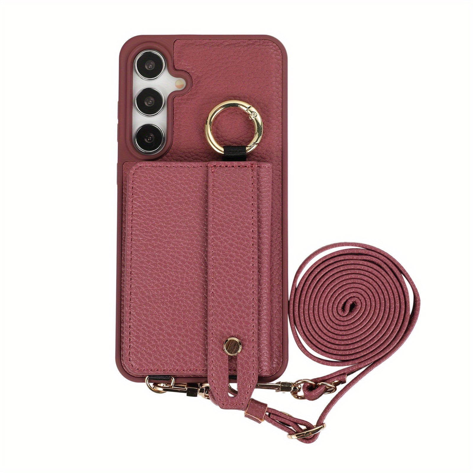 Faux Leather Crossbody Phone Bag for Samsung Plus with Wallet Card Slots Lanyard