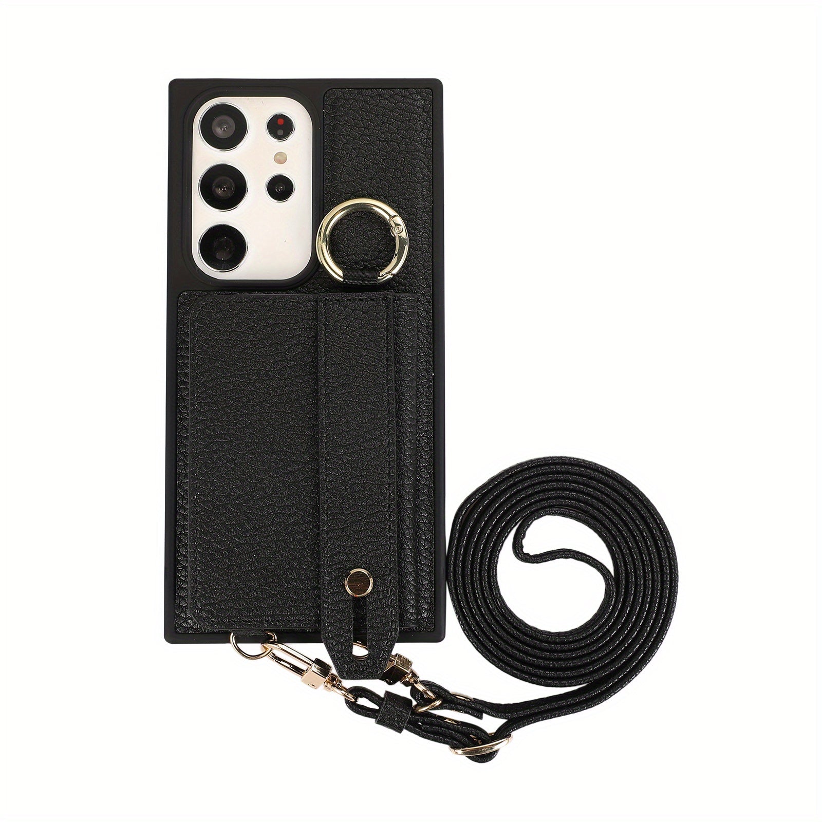 Faux Leather Crossbody Phone Bag for Samsung Plus with Wallet Card Slots Lanyard