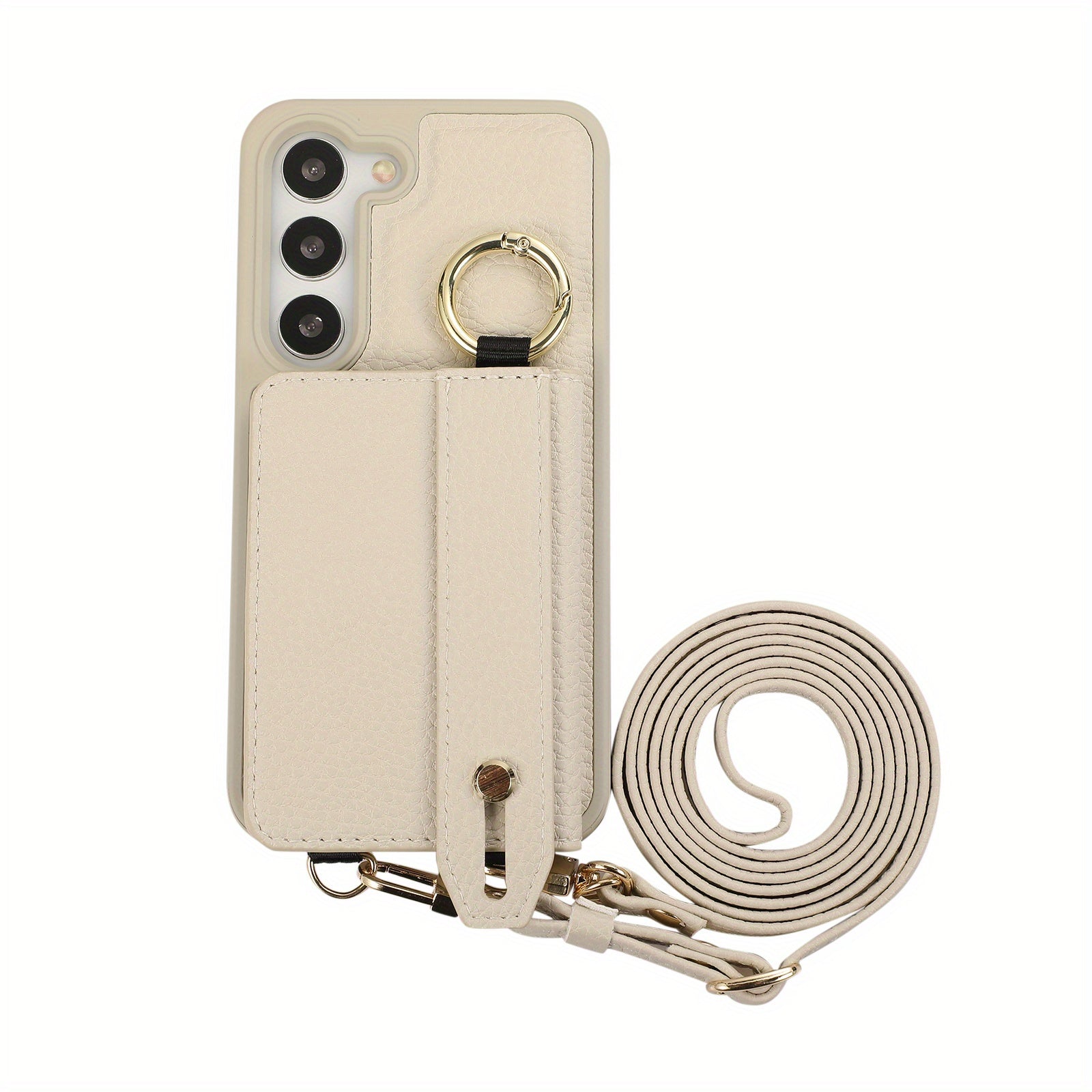 Faux Leather Crossbody Phone Bag for Samsung Plus with Wallet Card Slots Lanyard