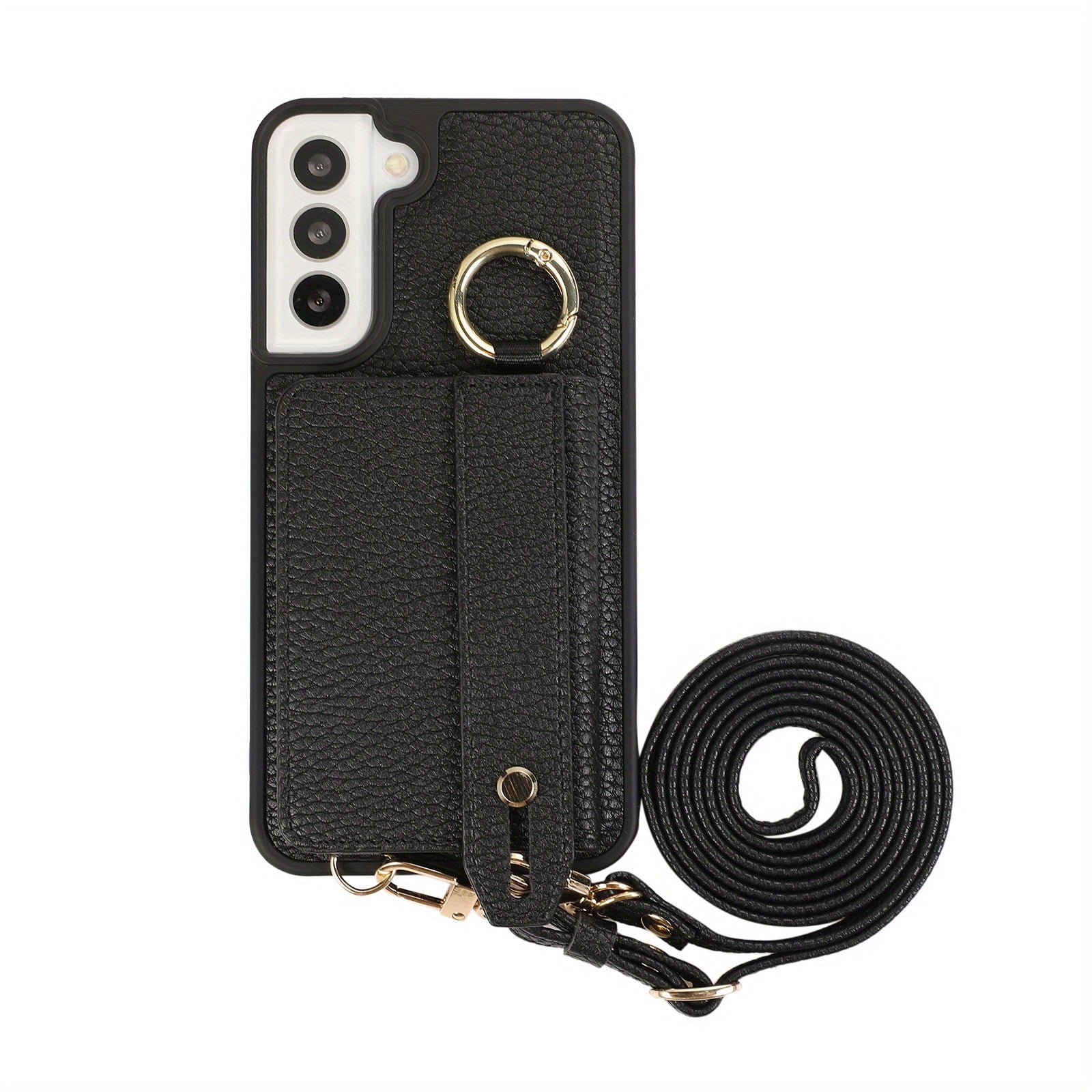 Faux Leather Crossbody Phone Bag for Samsung Plus with Wallet Card Slots Lanyard