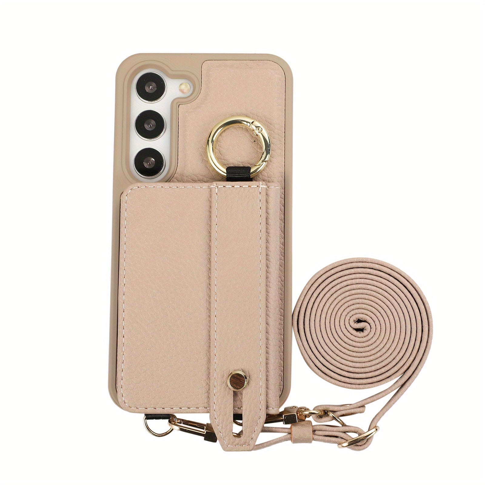 Faux Leather Crossbody Phone Bag for Samsung Plus with Wallet Card Slots Lanyard