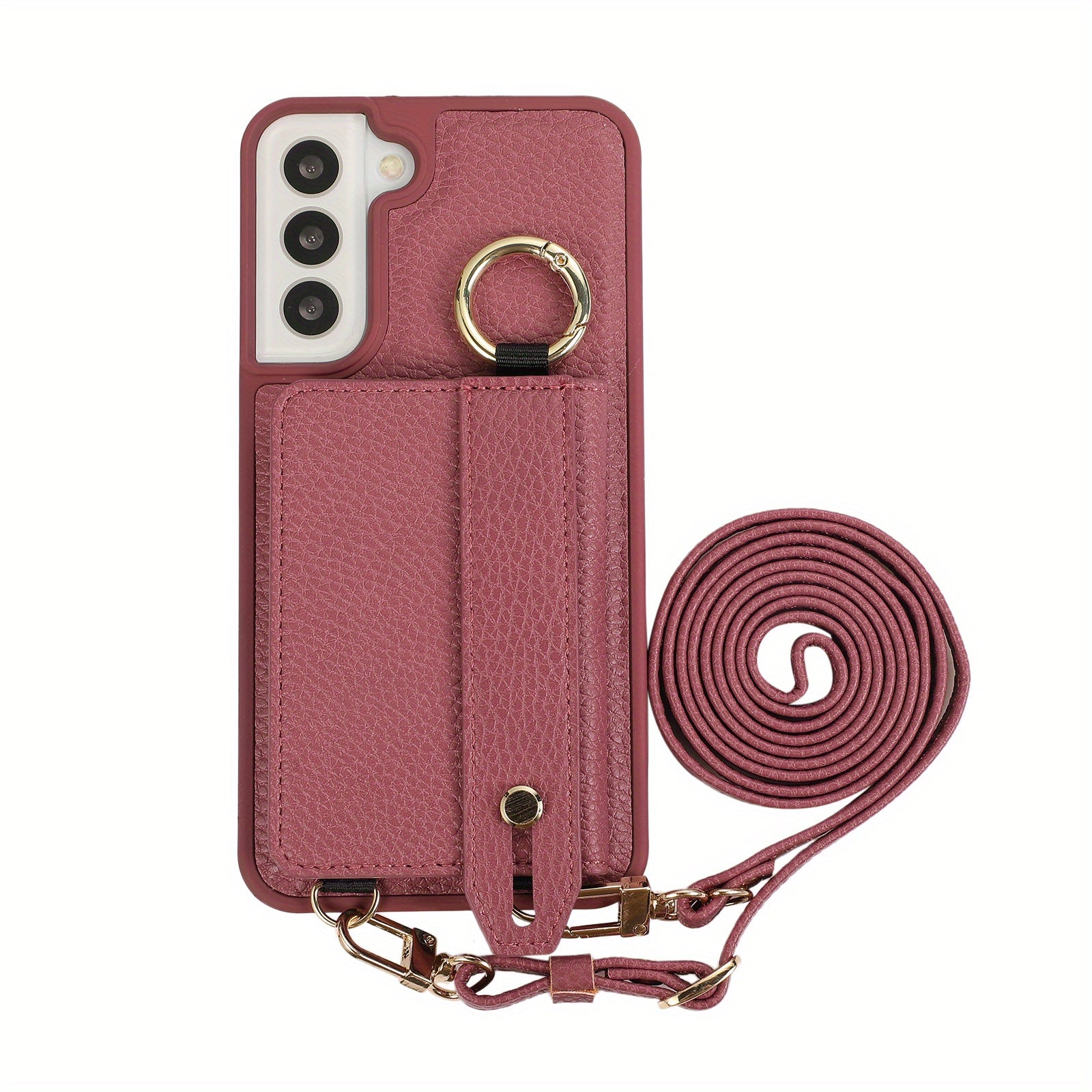 Faux Leather Crossbody Phone Bag for Samsung Plus with Wallet Card Slots Lanyard