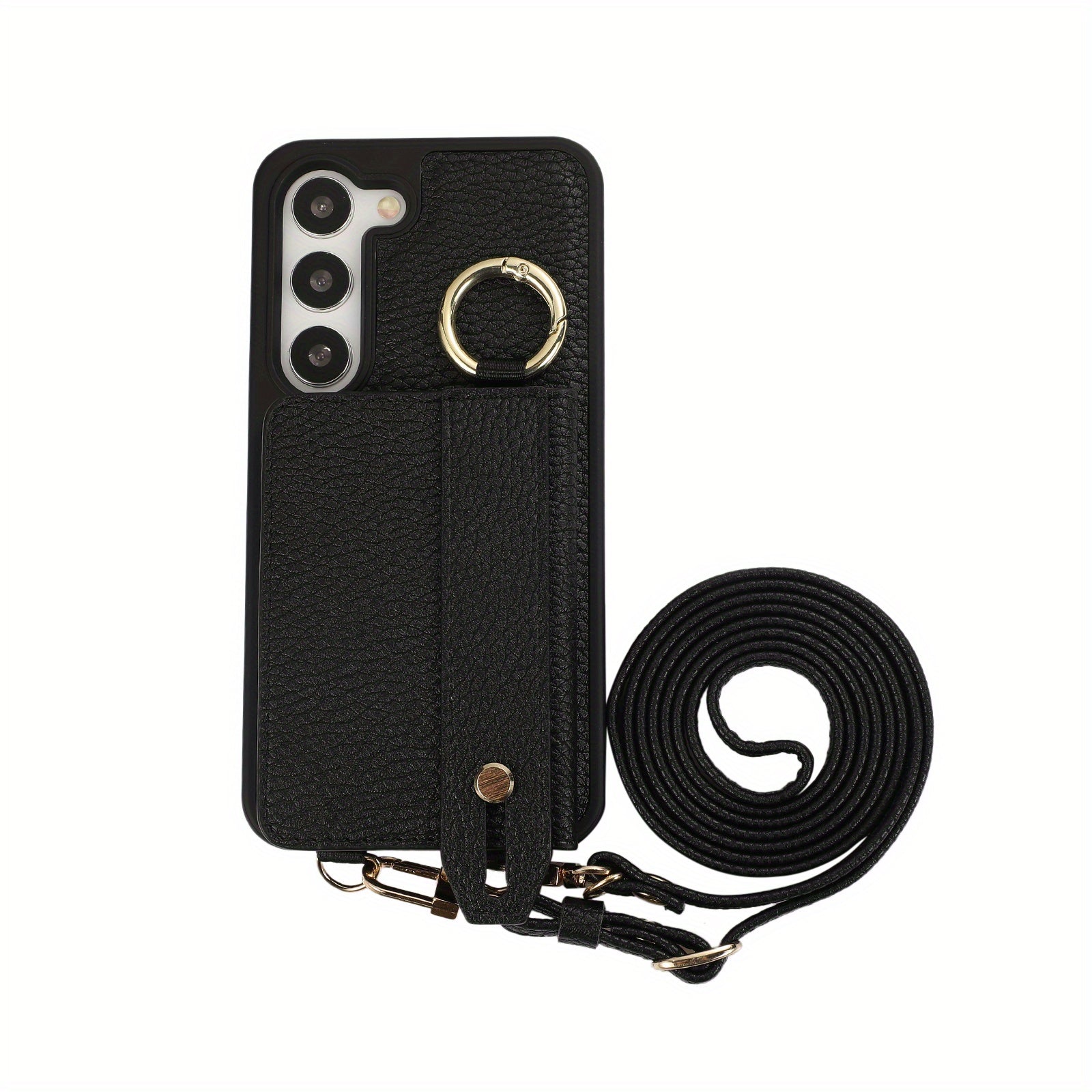 Faux Leather Crossbody Phone Bag for Samsung Plus with Wallet Card Slots Lanyard