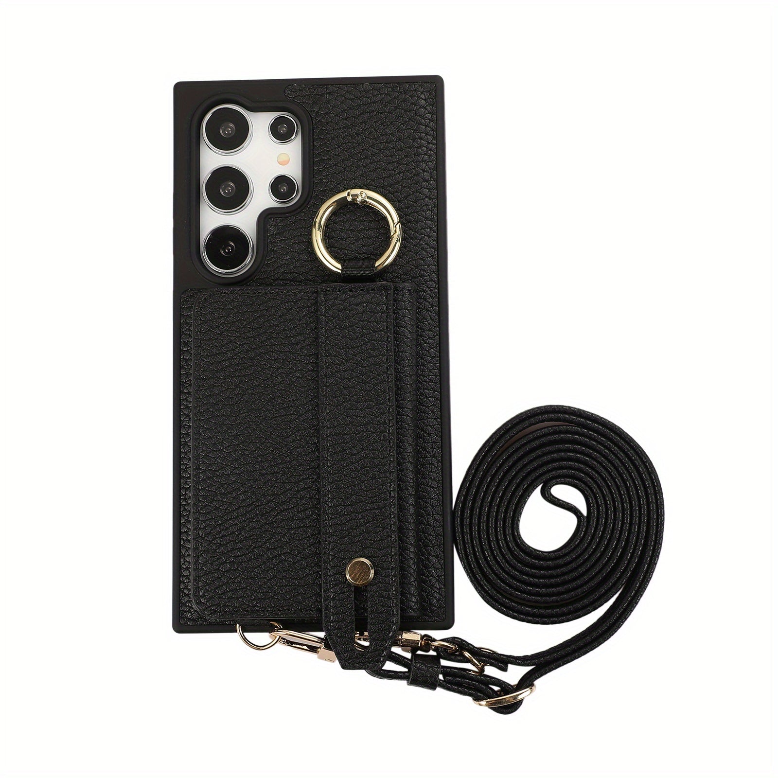 Faux Leather Crossbody Phone Bag for Samsung Plus with Wallet Card Slots Lanyard