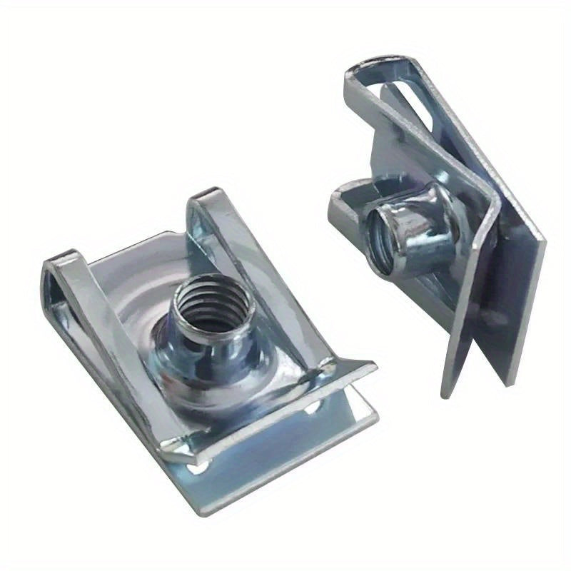 10pcs Steel U-Type Clips with Threaded Nuts for Cars Motorcycles ATVs