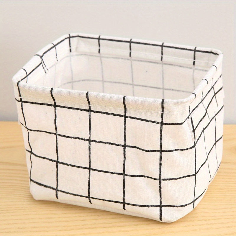 Foldable Waterproof Fabric Storage Basket for Cosmetics and Desktop Organization