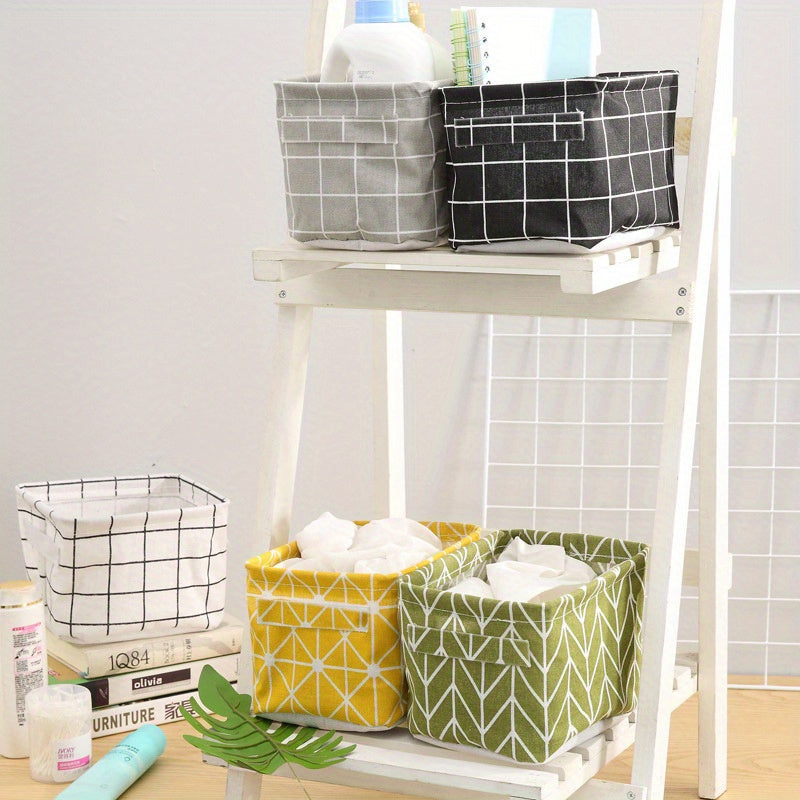 Foldable Waterproof Fabric Storage Basket for Cosmetics and Desktop Organization