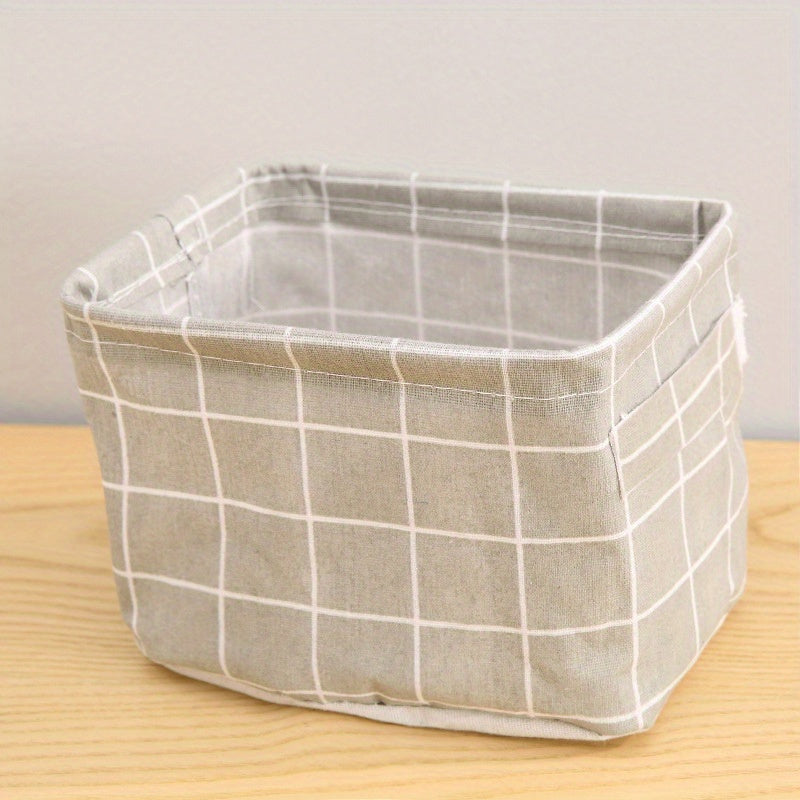 Foldable Waterproof Fabric Storage Basket for Cosmetics and Desktop Organization