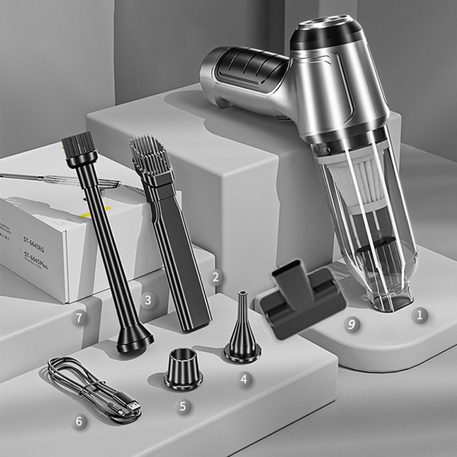 USB zaryadlash bilan simsiz portativ changyutgich, uy, avtomobil, ofis va ochiq joylarda foydalanish uchun mukammal. Turli xil aksessuarlar bilan birga keladi, ko'p funksiyali tozalash uchun. Simsiz dizaynga ega ko'p funksiyali qo'l changyutgichi.