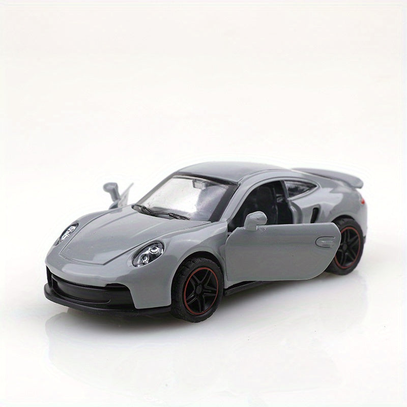Diecast Car 1:43 Scale Gray Sports Car with Black Interior and Red/Black Wheels