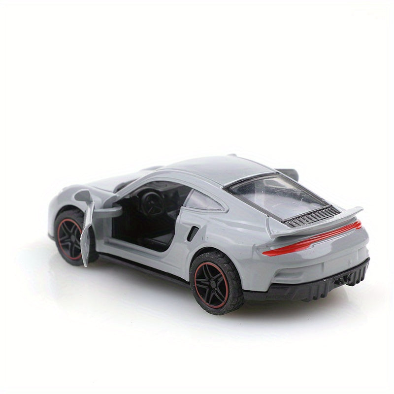 Diecast Car 1:43 Scale Gray Sports Car with Black Interior and Red/Black Wheels