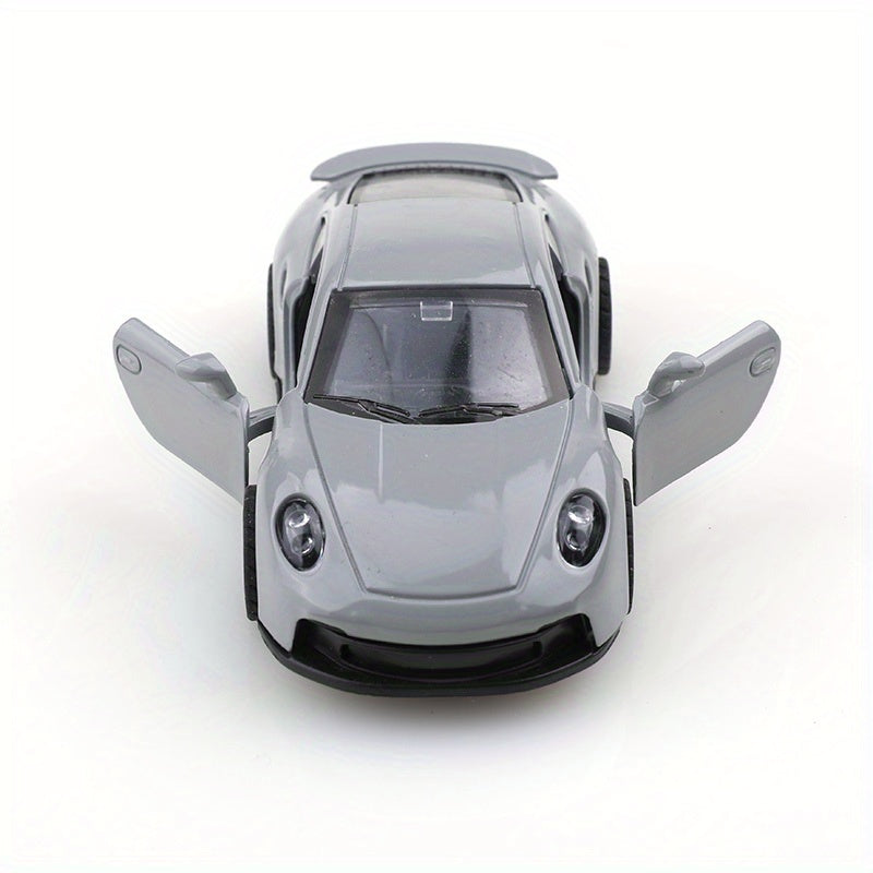 Diecast Car 1:43 Scale Gray Sports Car with Black Interior and Red/Black Wheels
