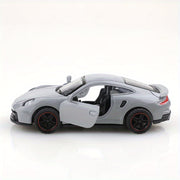 Diecast Car 1:43 Scale Gray Sports Car with Black Interior and Red/Black Wheels