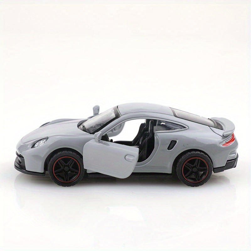 Diecast Car 1:43 Scale Gray Sports Car with Black Interior and Red/Black Wheels