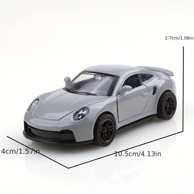 Diecast Car 1:43 Scale Gray Sports Car with Black Interior and Red/Black Wheels