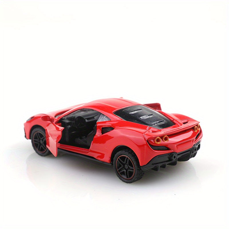 Red Die-Cast Alloy Sports Car Model with Open Doors and Black Interior