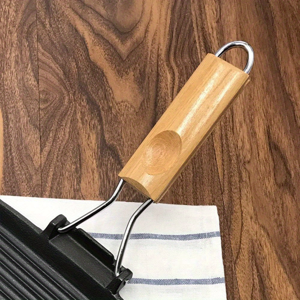 Bir parcha quyma temir to‘g‘ri to‘g‘ri pan, qalin yopishqoq qoplama, yog‘och tutqichi, chiziqli steaklar, BBQ, pikniklar uchun mukammal, qo‘l bilan yuvish tavsiya etiladi.