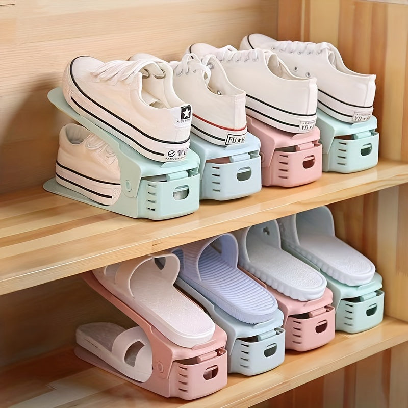 Adjustable Plastic Shoe Rack Space Saving Organizer for Entryway Bedroom Dorm 5 Sizes