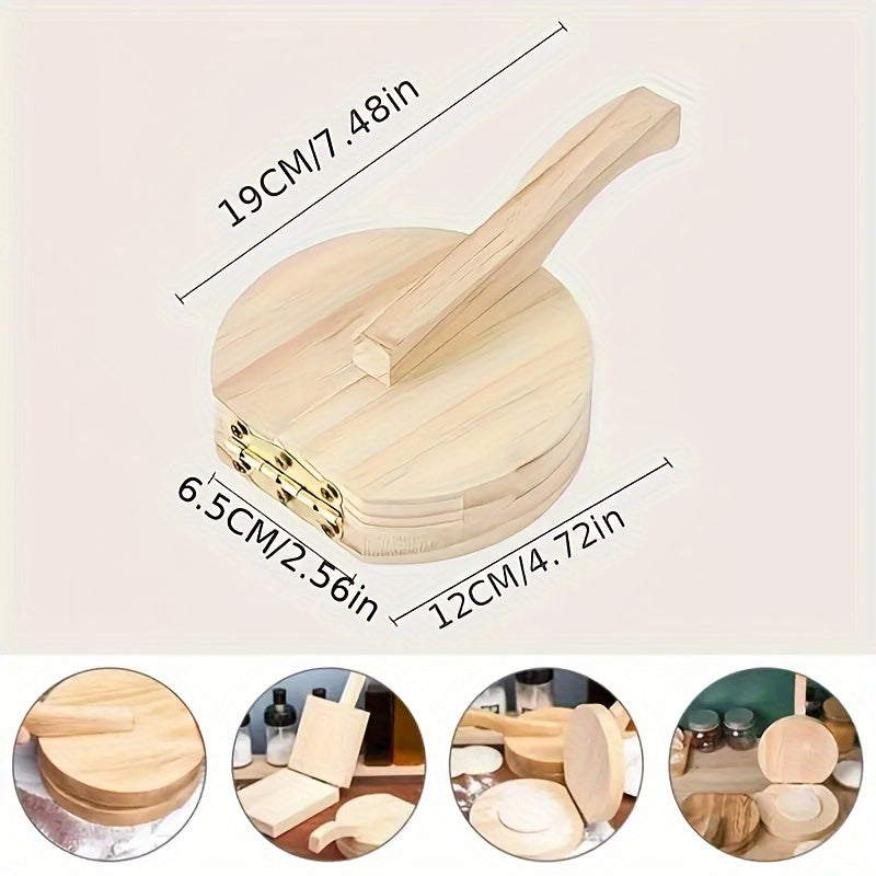 Solid Wood Dumpling Wrapper Press for Home Use 19cm by 6.5cm Dough Bun Maker