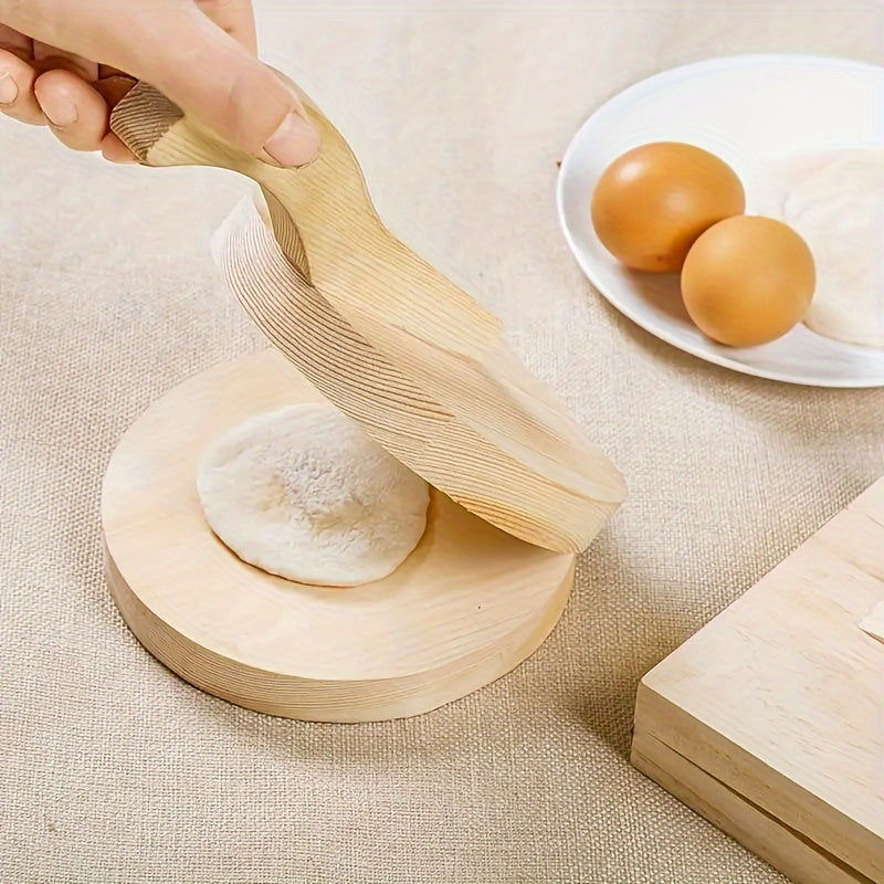Solid Wood Dumpling Wrapper Press for Home Use 19cm by 6.5cm Dough Bun Maker