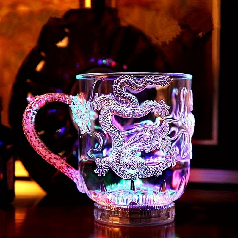 3D Embossed LED Dragon Mug Color Changing Light Sensor Coffee Beer Party Gift