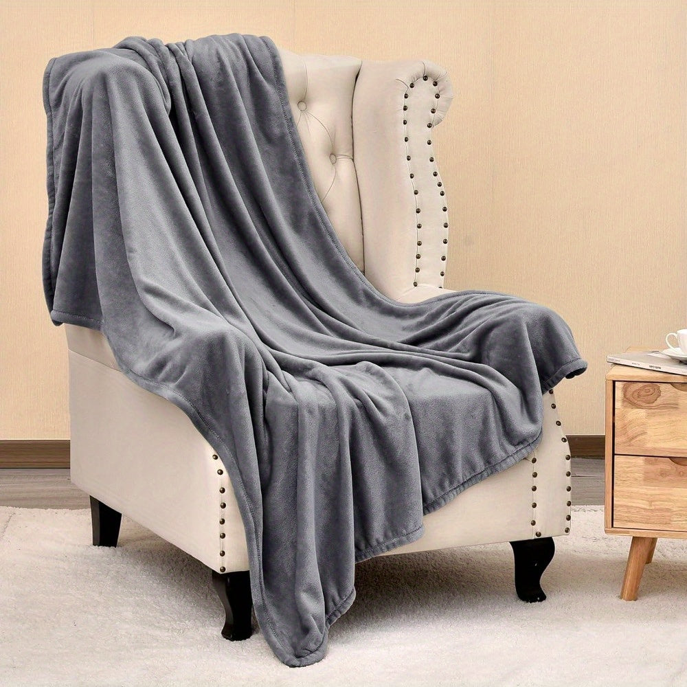 Manta reversible de poliéster con forro polar ultra suave sin pelusas para todas las estaciones, acogedora para cama, sofá y sillón