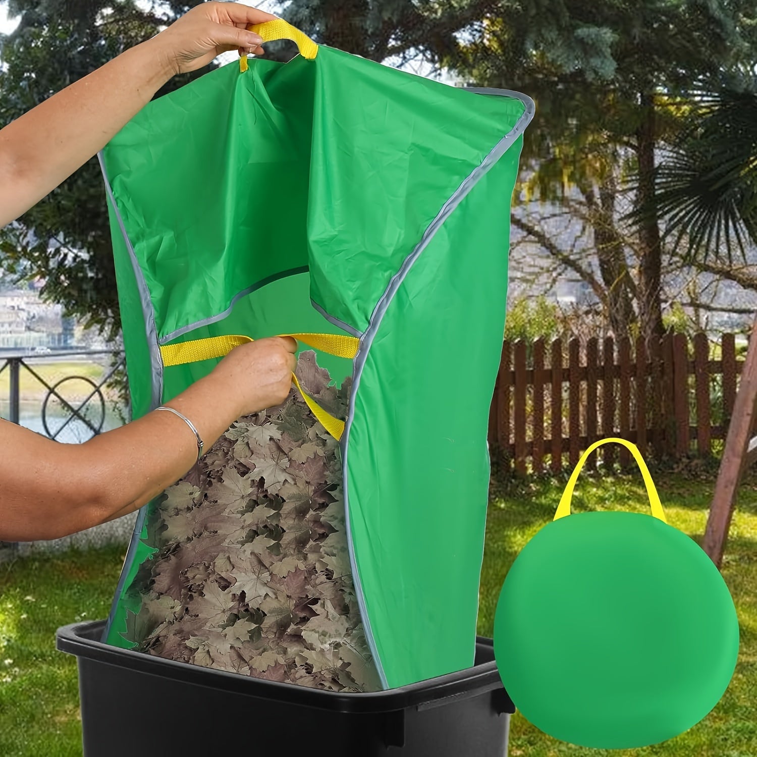 Durable Outdoor Leaf Collector with Pop-Up Dustpan Foldable Garden Waste Bag