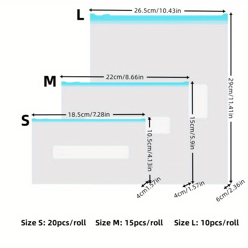 45 ta fermuarli oziq-ovqat saqlash sumkalari to'plami - mevalarni, donlarni, sabzavotlarni va go'shtlarni yangi saqlang - muhim oshxona tashkilotchisi