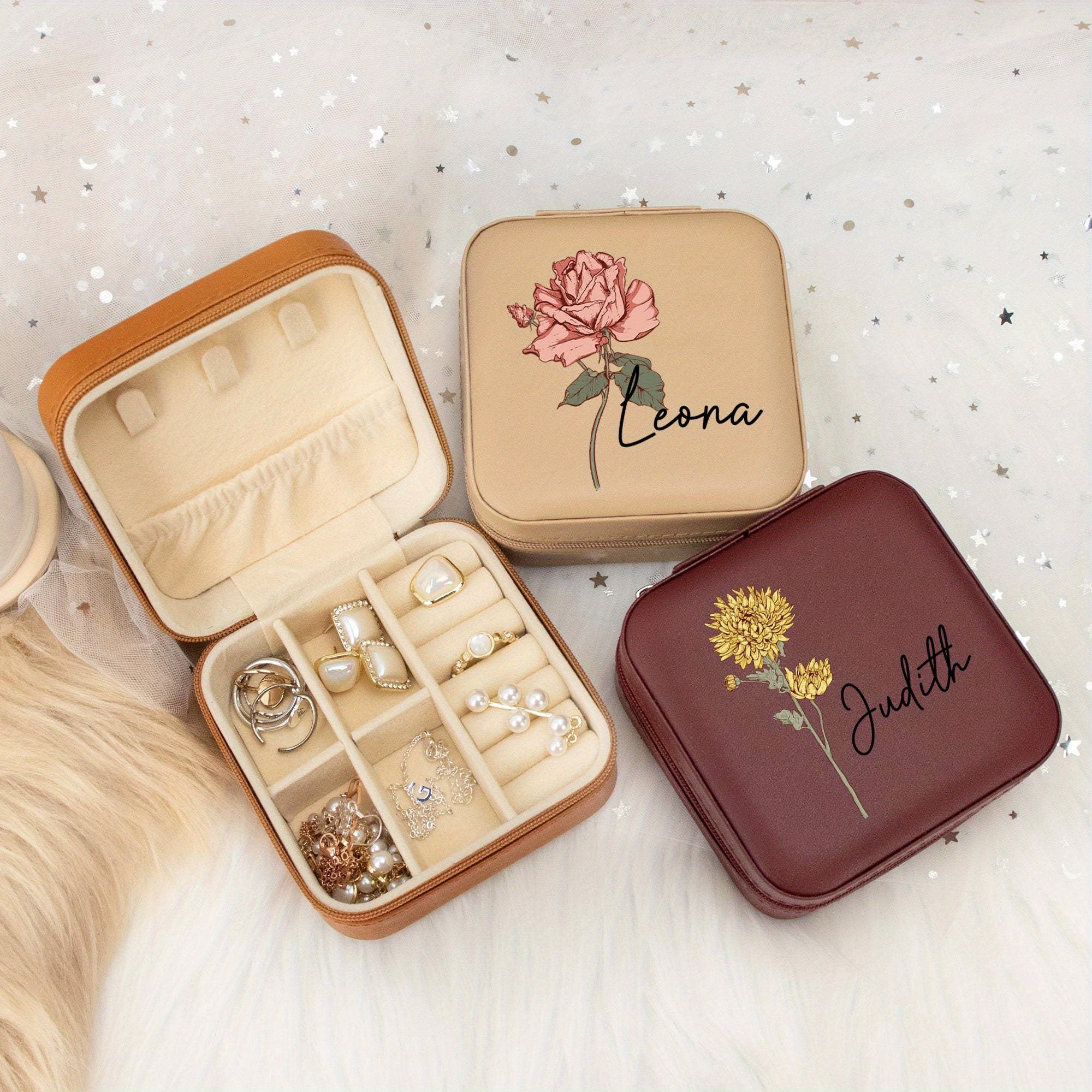 Personalized Flower Pattern Jewelry Box Made of PU Leather for Gifts and Storage