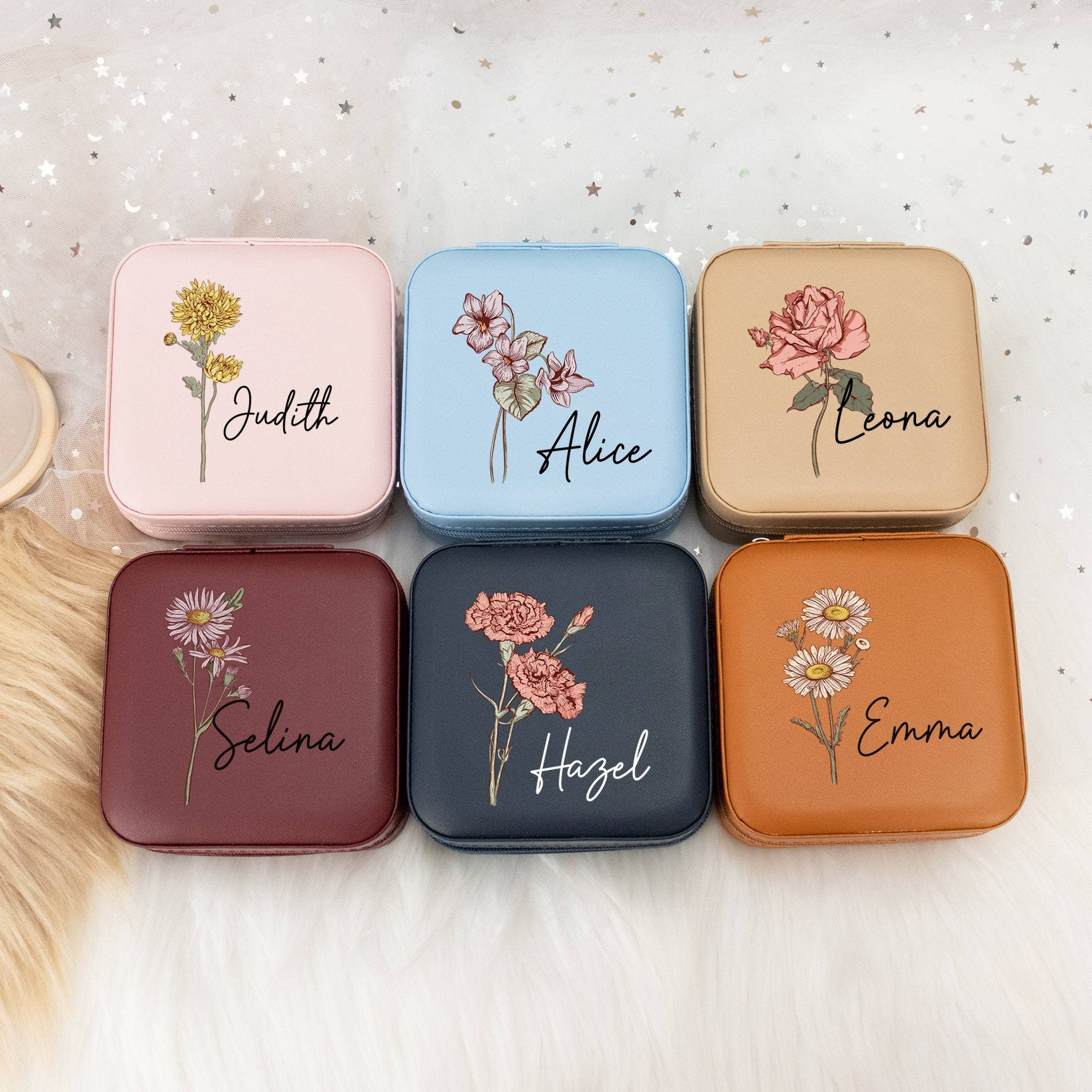 Personalized Flower Pattern Jewelry Box Made of PU Leather for Gifts and Storage