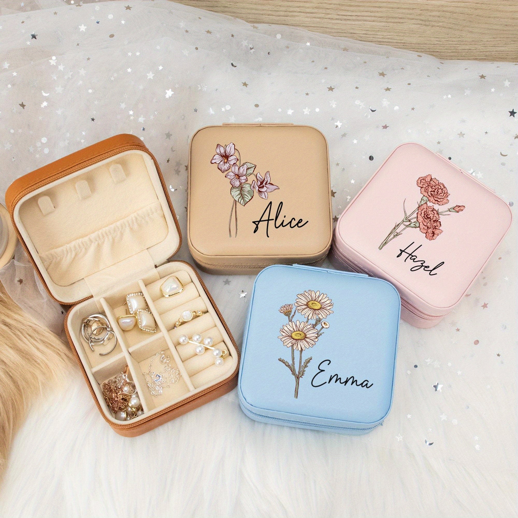 Индивидуальная шкатулка для украшений с цветочным узором, выполненная из PU-кожи, для подарков и хранения