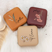 Personalized Flower Pattern Jewelry Box Made of PU Leather for Gifts and Storage
