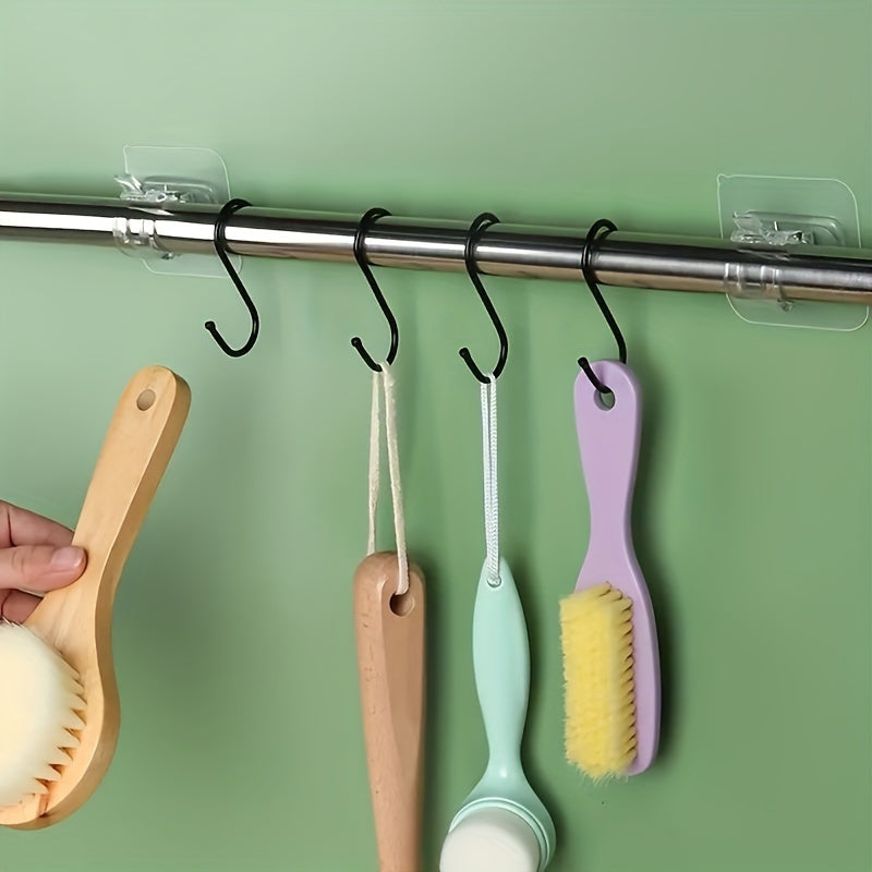 Set of 2 Adjustable No-Drill Curtain Rod Holders Plastic Brackets for Kitchen Bathroom Bedroom Living Room