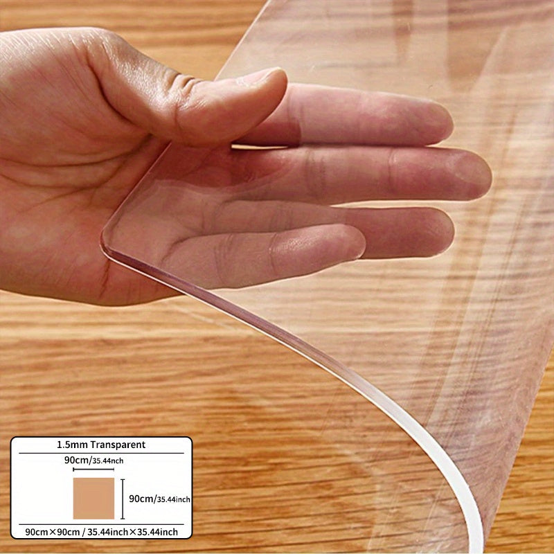 Transparent PVC Tablecloth Protector 1.5mm Thick Scratch-Resistant Easy to Clean